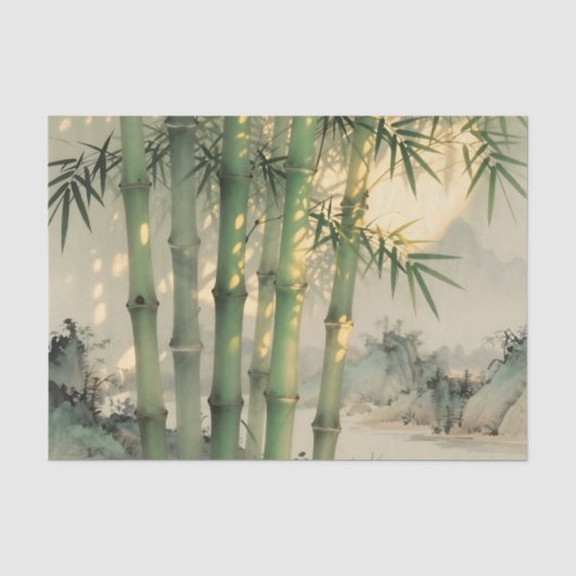 Groen Bamboebos Chinese Inkt Tissuepapier (Voorkant)