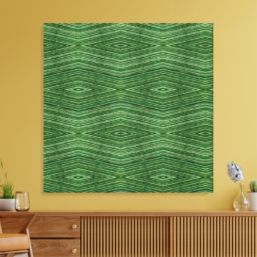 Groen Bamboo Modern Diamond Patroon Canvas Afdruk (Insitu (Woonkamer))