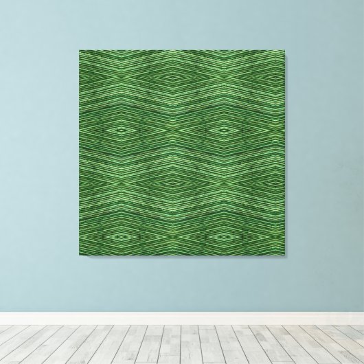 Groen Bamboo Modern Diamond Patroon Canvas Afdruk (Insitu (Houten vloer))