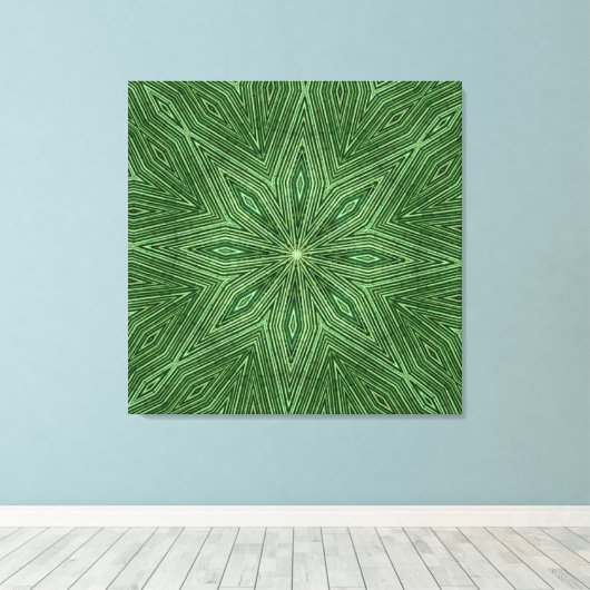 Groen Bamboo modern Geometric Diamond Pattern Canvas Afdruk (Insitu (Houten vloer))