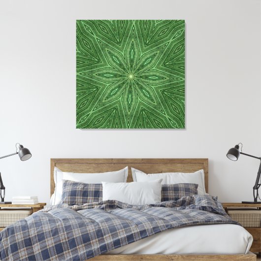 Groen Bamboo modern Geometric Diamond Pattern Canvas Afdruk (Insitu (Slaapkamer))