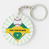 Groen Baseball-veld met aangepaste teamnaam Sleutelhanger (Achterkant)
