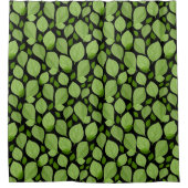 Groen basilicum-lederpatroon op zwarte Natuur Douchegordijn (Voorkant)