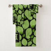 Groen basilicum lef kruidenpatroon botanisch monog bad handdoek (Insitu)