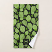 Groen basilicum lef kruidenpatroon botanisch monog bad handdoek (Handdoek)