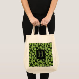 Groen basilicum lef kruidenpatroon botanisch monog tote bag