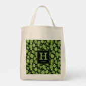 Groen basilicum lef kruidenpatroon botanisch monog tote bag (Achterkant)