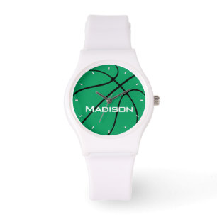 Groen Basketball aangepaste team- of afspeelnaam Horloge