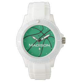 Groen Basketball aangepaste team- of afspeelnaam Horloge