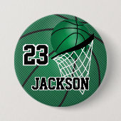 Groen Basketball-ontwerp | Personaliseren Ronde Button 7,6 Cm (Voorkant)