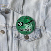 Groen Basketball-ontwerp | Personaliseren Ronde Button 7,6 Cm (In situ)