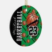 Groen Basketball personaliseren Keramisch Ornament (Rechts)