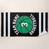Groen Basketball Team Name & Player Number Custom Strandlaken (Voorkant)