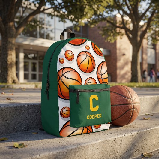 Groen basketbalpatroon bedrukte rugzak