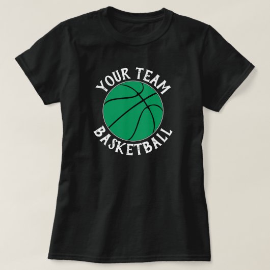 Groen Basketbalteam, naam speler & Jersey nummer T-shirt (Design voorkant)