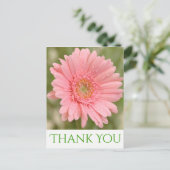 Groen Bedankt Pink Gerbera Daisy Flower Briefkaart (Staand voorkant)