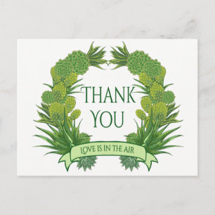 Groen Bedankt Succulent Cactus Southwest Wedding Briefkaart