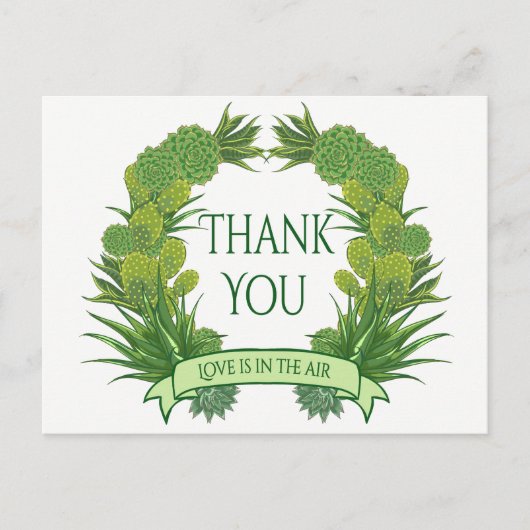 Groen Bedankt Succulent Cactus Southwest Wedding Briefkaart (Voorkant)