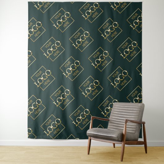 Groen bedrijfslogo patroon beurs achtergrond wandkleed (In situ)