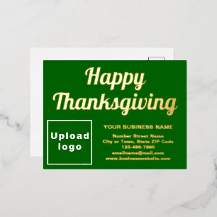Groen bedrijfsmerk op Thanksgiving Folie Feestdagen Briefkaart