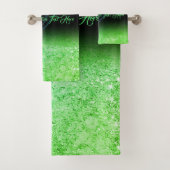 Groen bedrukt sprankeleffect Bling Glam Bad Handdoek (Insitu)