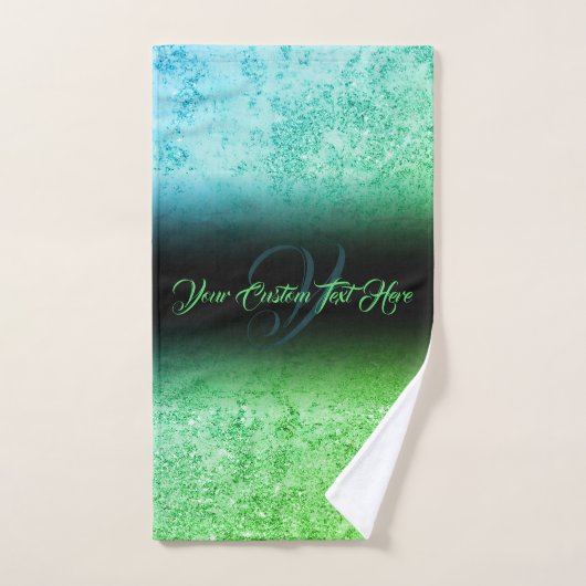 Groen bedrukt sprankeleffect Bling Glam Bad Handdoek (Handdoek)