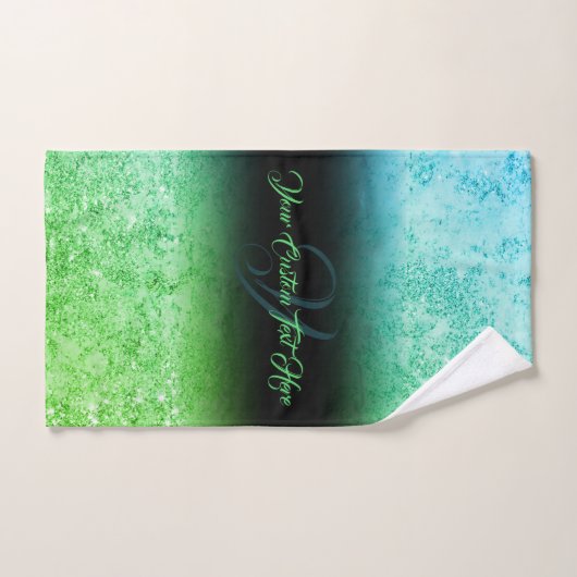 Groen bedrukt sprankeleffect Bling Glam Bad Handdoek (Handdoek)