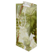  groen beeld en bladpatroon wijn cadeautas (Achterkant Gekanteld)