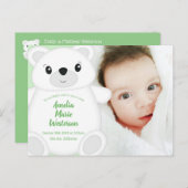 Groen Beer Baby shower Briefkaart (Voorkant / Achterkant)