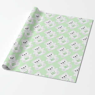 Groen Beer Baby shower Cadeaupapier