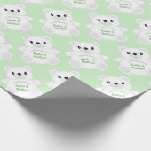 Groen Beer Baby shower Cadeaupapier (Hoek)