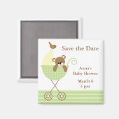 Groen Beer Baby shower De datum opslaan Magneet (Voorkant / Achterkant)