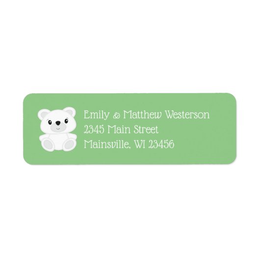 Groen Beer Baby shower Etiket (Voorkant)