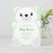 Groen Beer Baby shower Kaart (Staand voorkant)