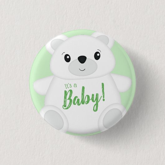 Groen Beer Baby shower Ronde Button 3,2 Cm (Voorkant)