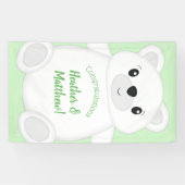 Groen Beer Baby shower Spandoek (Horizontaal)