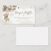 Groen Beer ballon Baby shower luier Raffle Informatiekaartje (Voorkant / Achterkant)