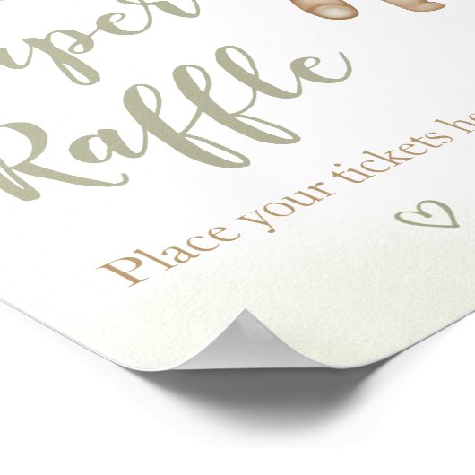 Groen Beer ballon Baby shower luier Raffle Poster (Hoek)