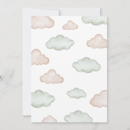 Groen Beer Ballon Bearly Wait Baby shower Kaart (Achterkant)