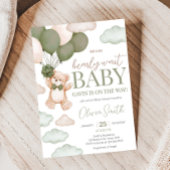 Groen Beer Ballon Bearly Wait Baby shower Kaart