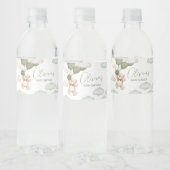 Groen Beer Ballon Bearly Wait Baby shower Waterfles Etiket (Flessen)