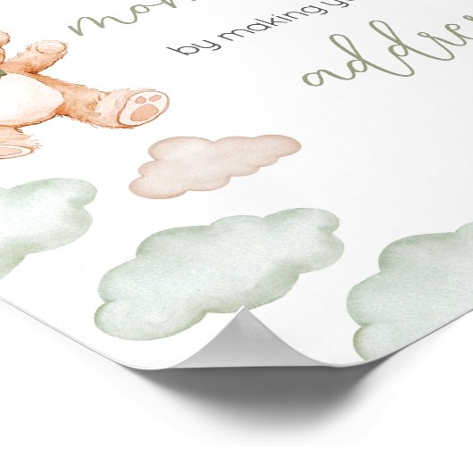 Groen Beer Ballon Bearly Wait Envelope Station Poster (Hoek)