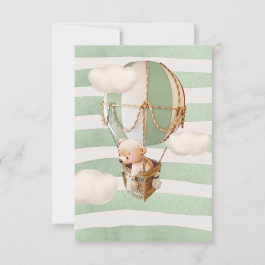 Groen Beer-ballonbeeldscherm met Showbehuizing RSVP Kaartje (Achterkant)