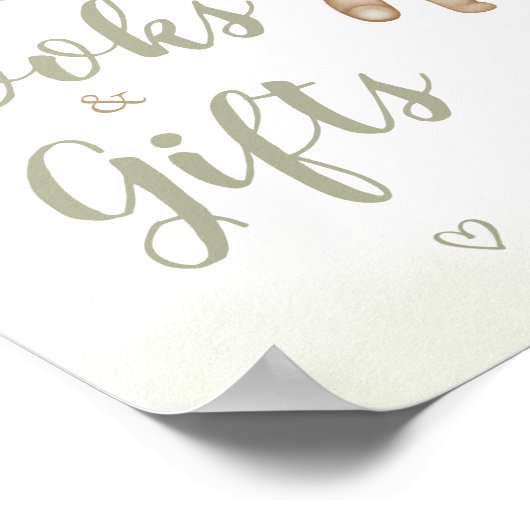 Groen Beer Balloon Baby shower Boeken en geschenke Poster (Hoek)