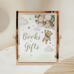 Groen Beer Balloon Baby shower Boeken en geschenke Poster