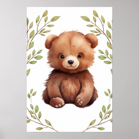 Groen Beer Bos Dieren Kwekerij Poster (Voorkant)