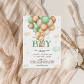 Groen Beer Hete Luchtballon Baby Jongensdouche Kaart