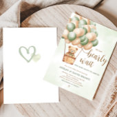 Groen Beer Hete Luchtballon Baby shower Kaart
