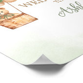 Groen Beer Hete Luchtballon Baby shower Welkom Poster (Hoek)