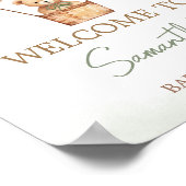 Groen Beer Hete Luchtballon Baby shower Welkom Poster (Hoek)